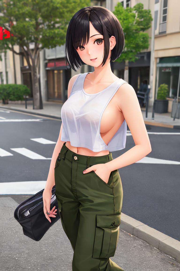 Anime Casual Pants,Anime Sweatpants Men Cargo Trousers Multiple Pockets Men  Harem Pants High Street Jogging Pants Fashion Sweatpants Male Streetwear (  Color : Army Green , Size : Chinese Size L ) :